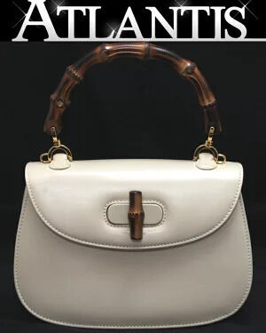 Gucci Bamboo Handbag Leather Off White